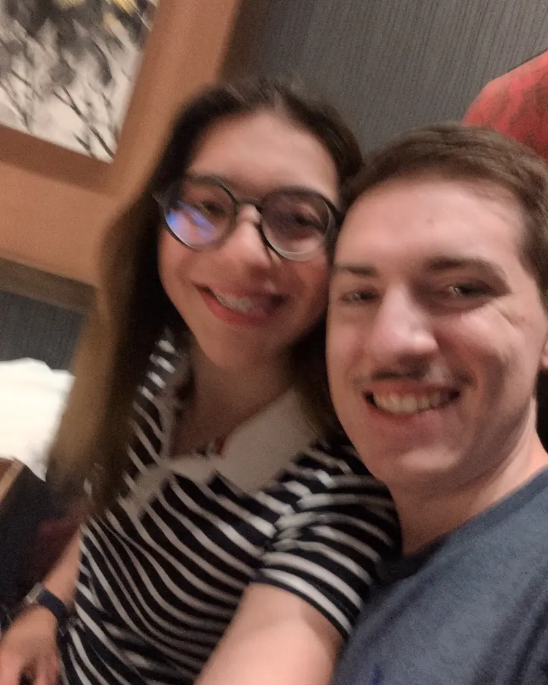 Candid photo of Jackie and Dylan