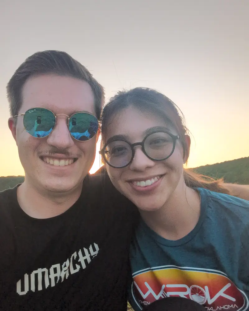 Candid photo of Jackie and Dylan