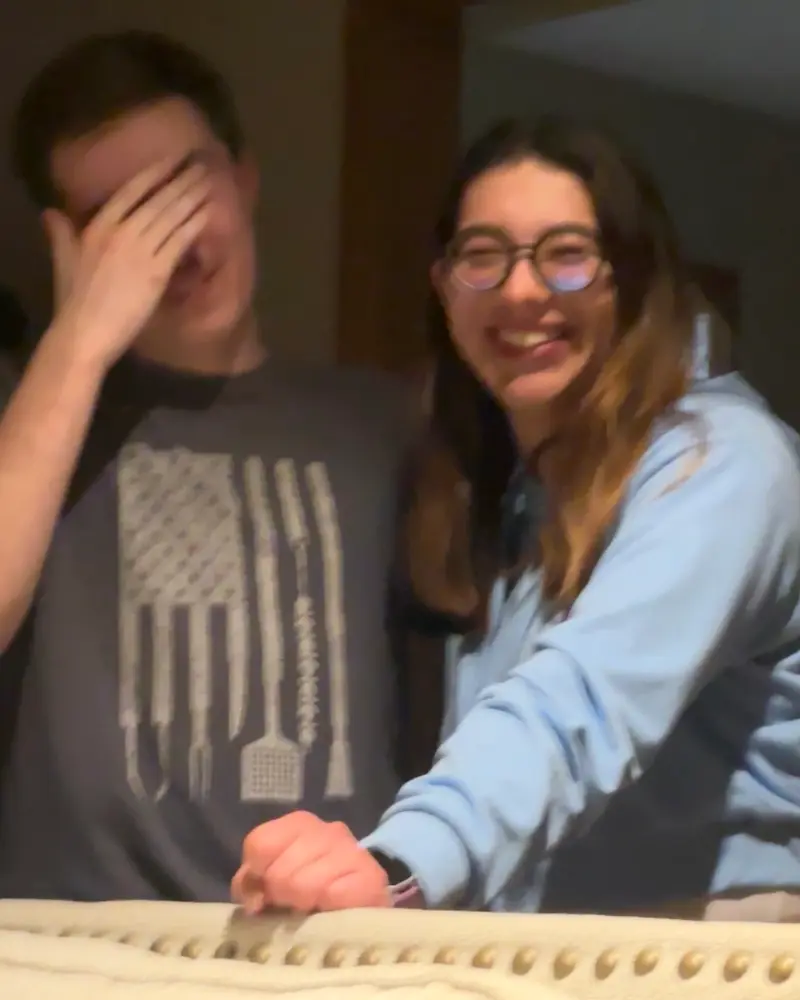 Candid photo of Jackie and Dylan